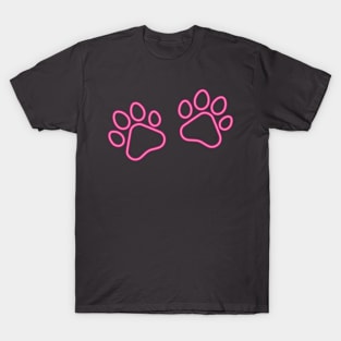 80s Retro Neon Sign Cat Paw T-Shirt